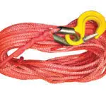 red synthetic rope with yellow hook