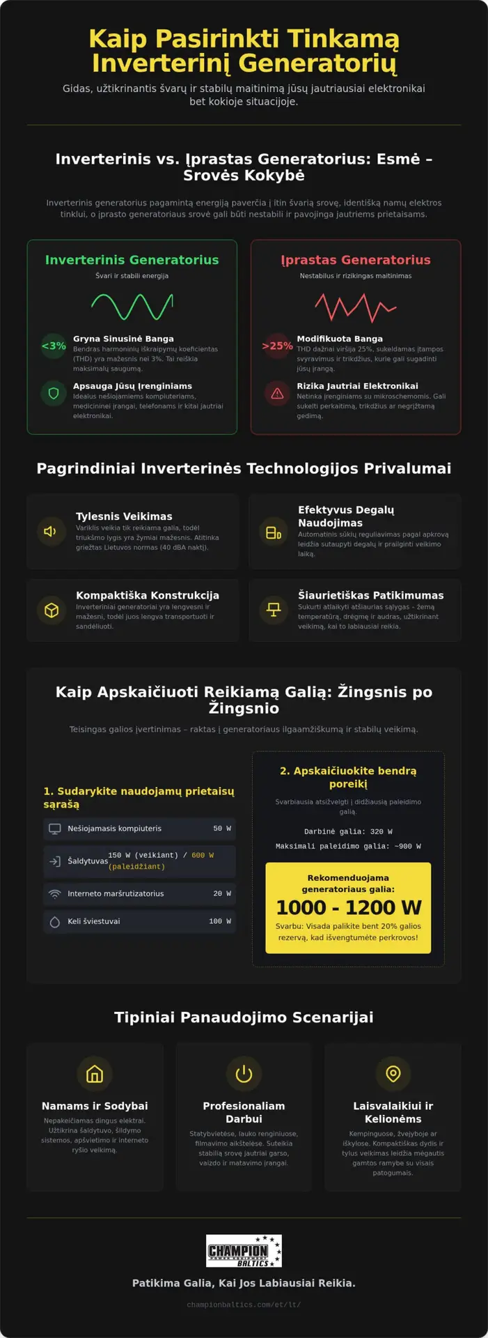 Kaip pasirinkti tinkamą inverterinį generatorių
