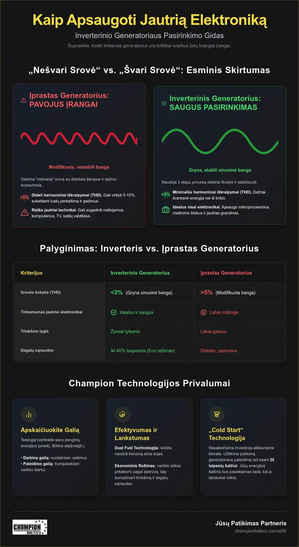 Nešiojamasis generatorius jautriai elektronikai