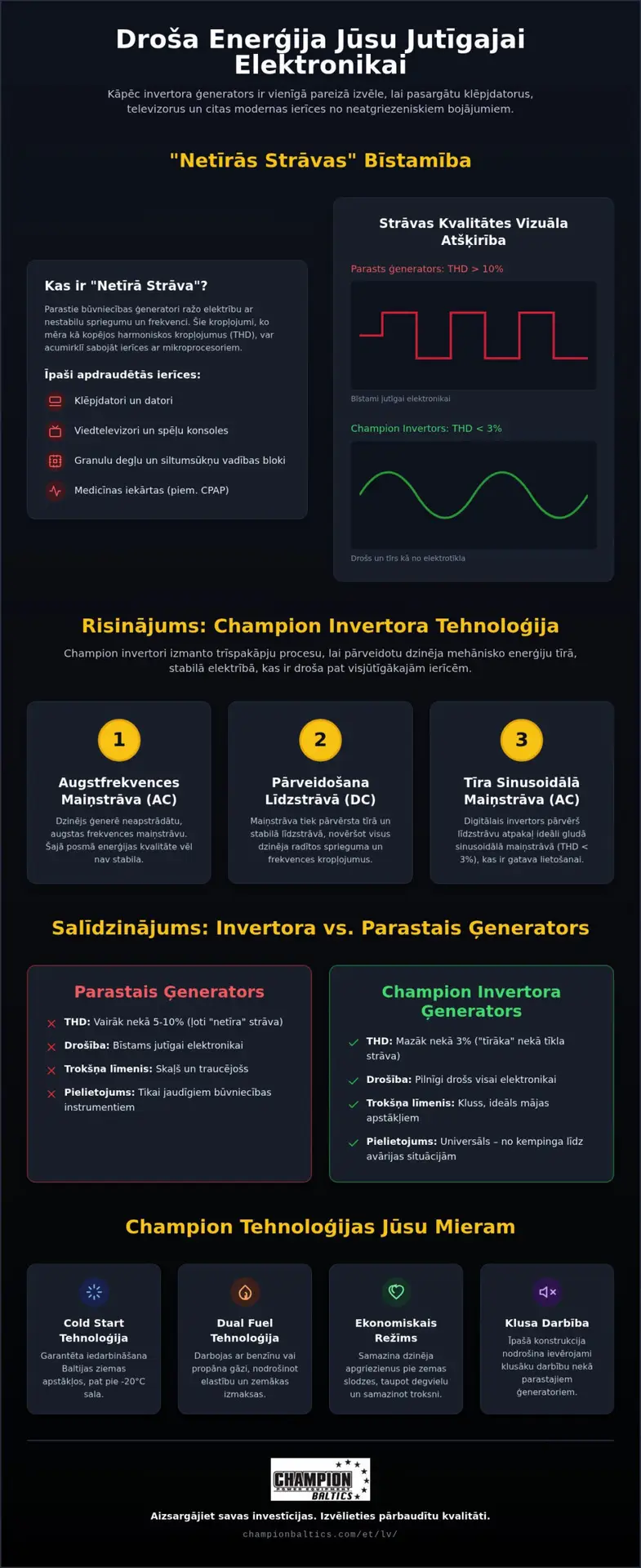 Pārnēsājams ģenerators jutīgai elektronikai