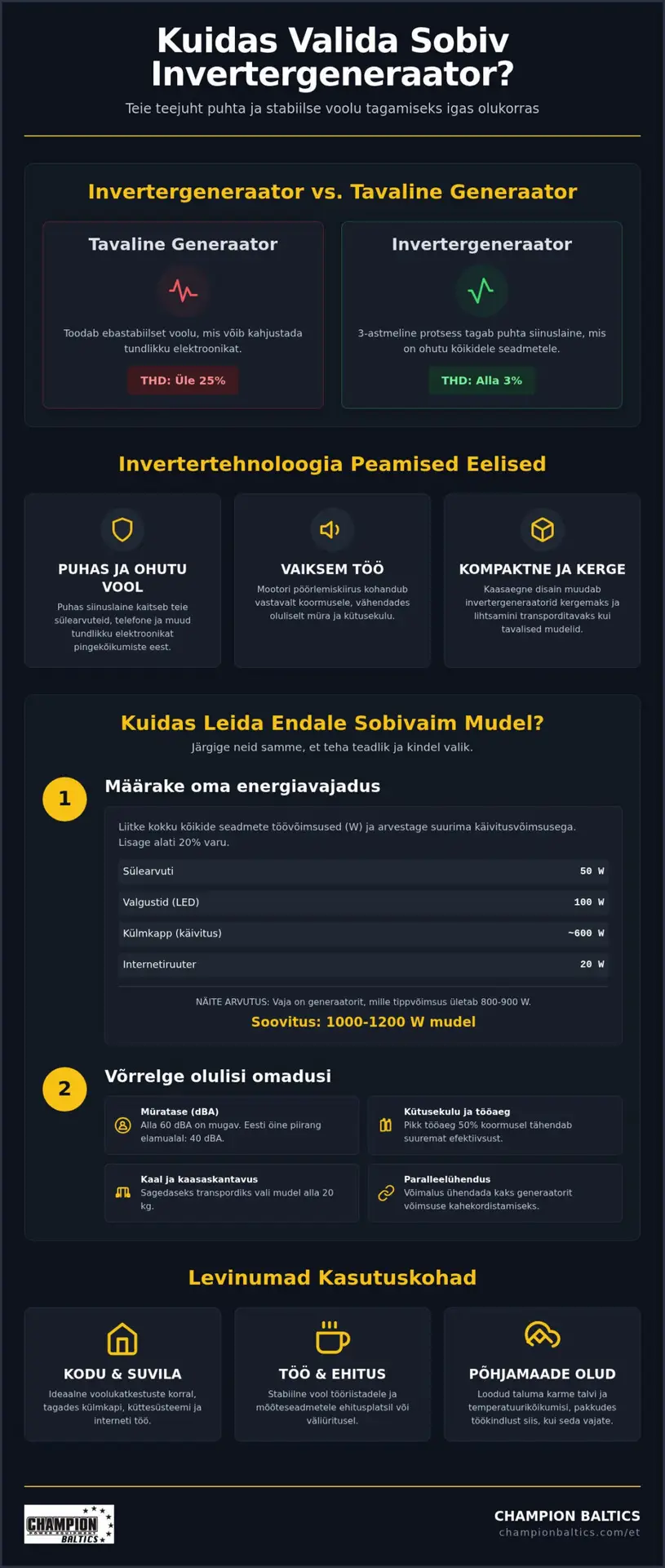Kuidas valida sobiv invertergeneraator