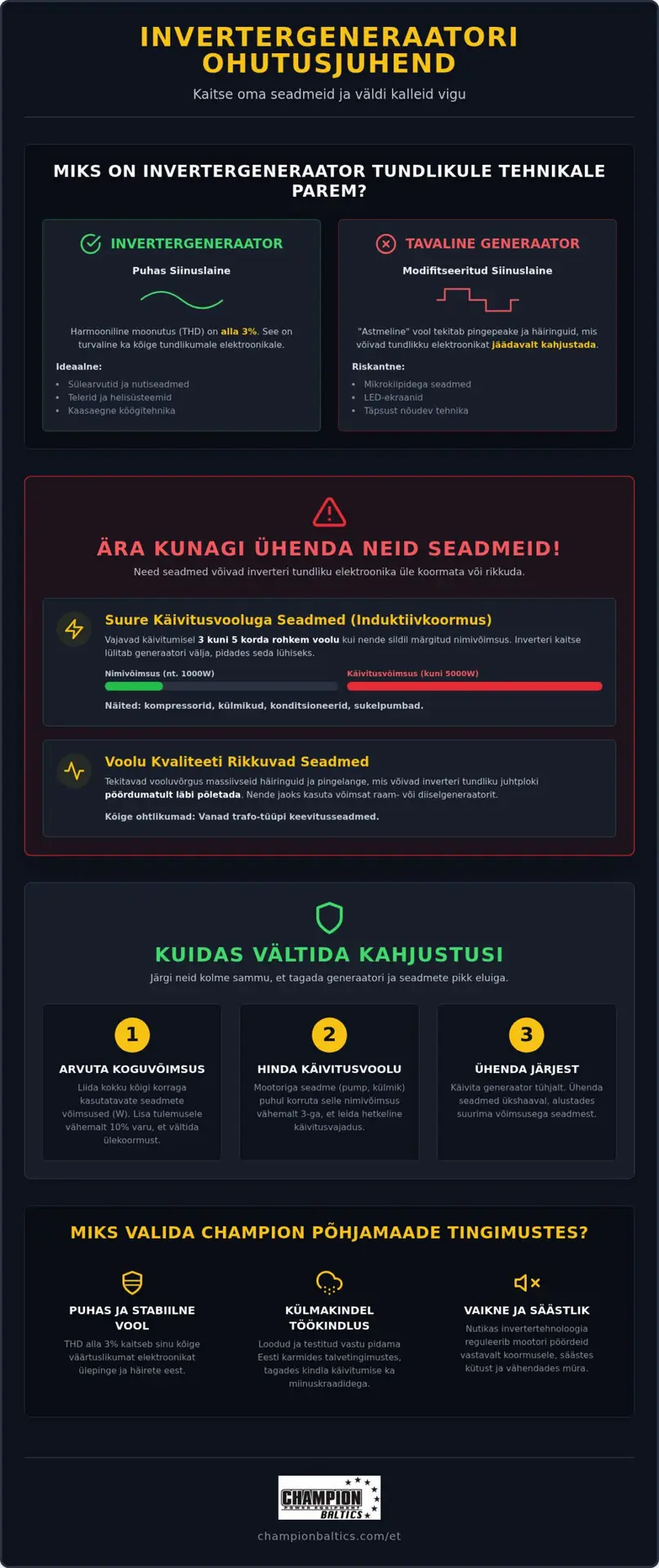 Mida ei tohiks kunagi invertergeneraatorisse ühendada?