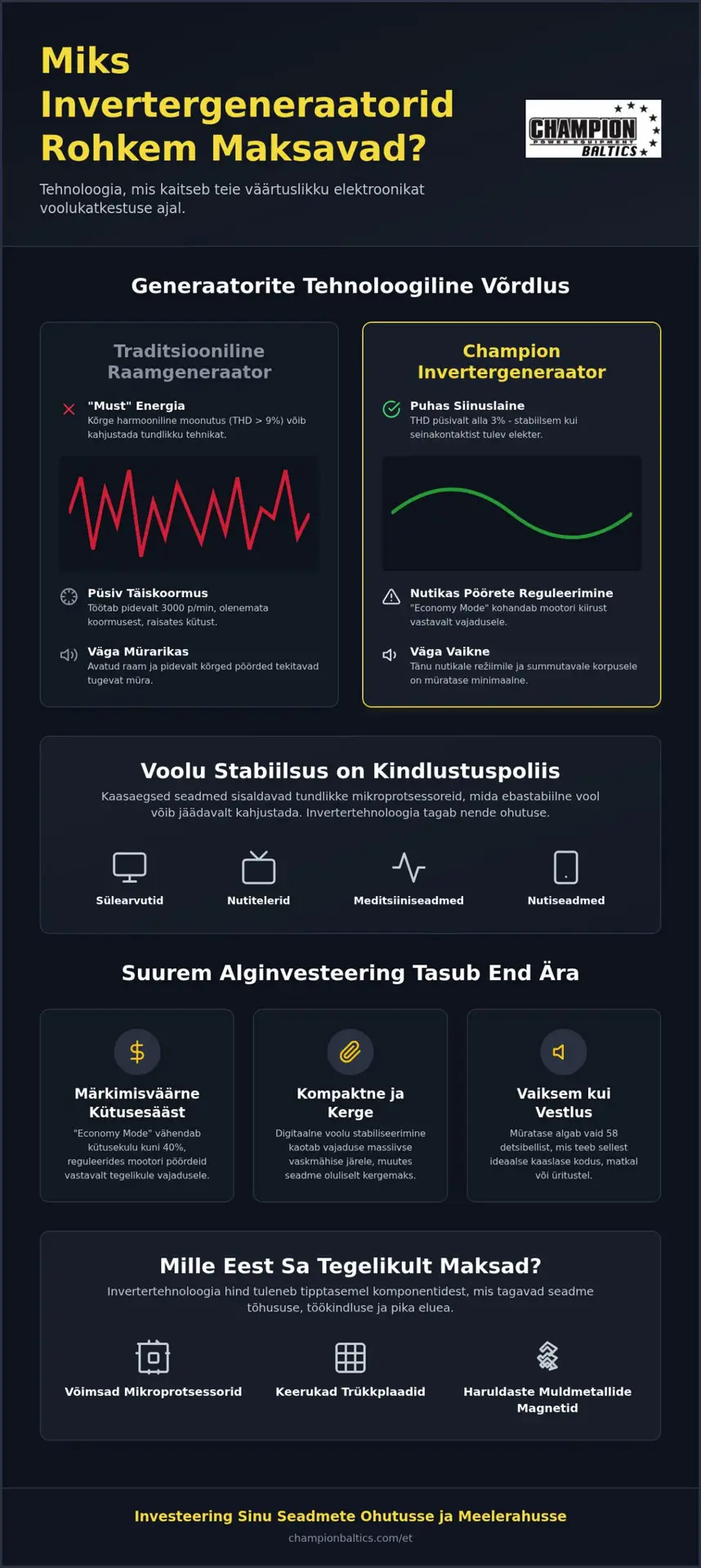 Miks invertergeneraatorid maksavad rohkem kui tavalised generaatorid?