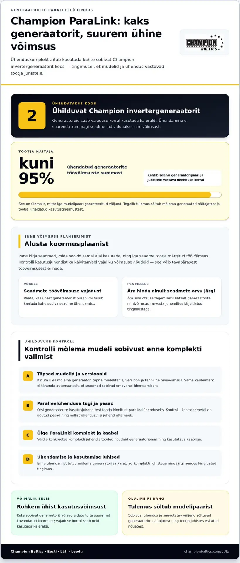 Champion ParaLink: kaip generatorių lygiagretus sujungimas padidina naudingąją galią?