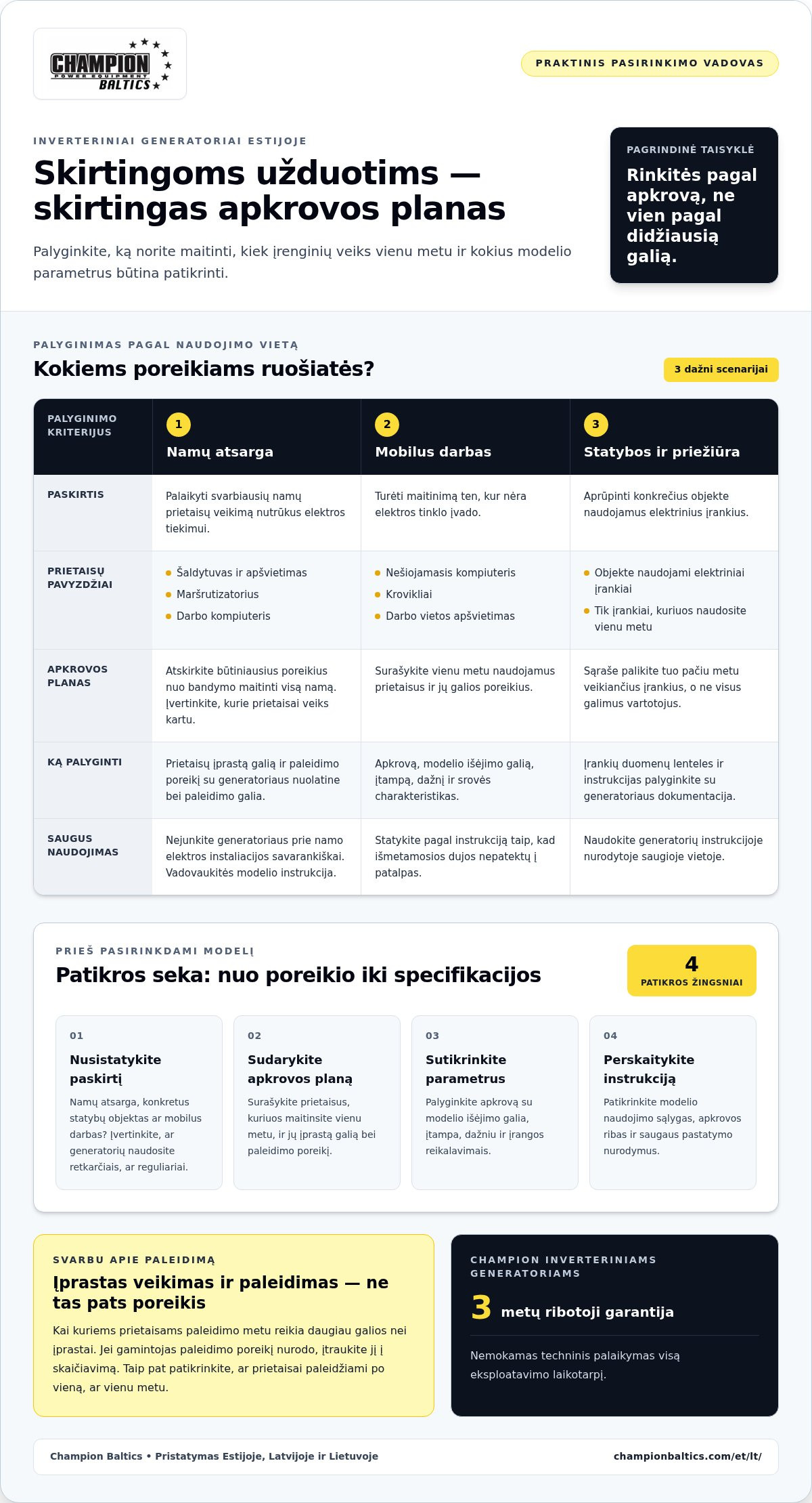 Inverterinis generatorius Estijoje: ką verta žinoti prieš perkant 2026 m.