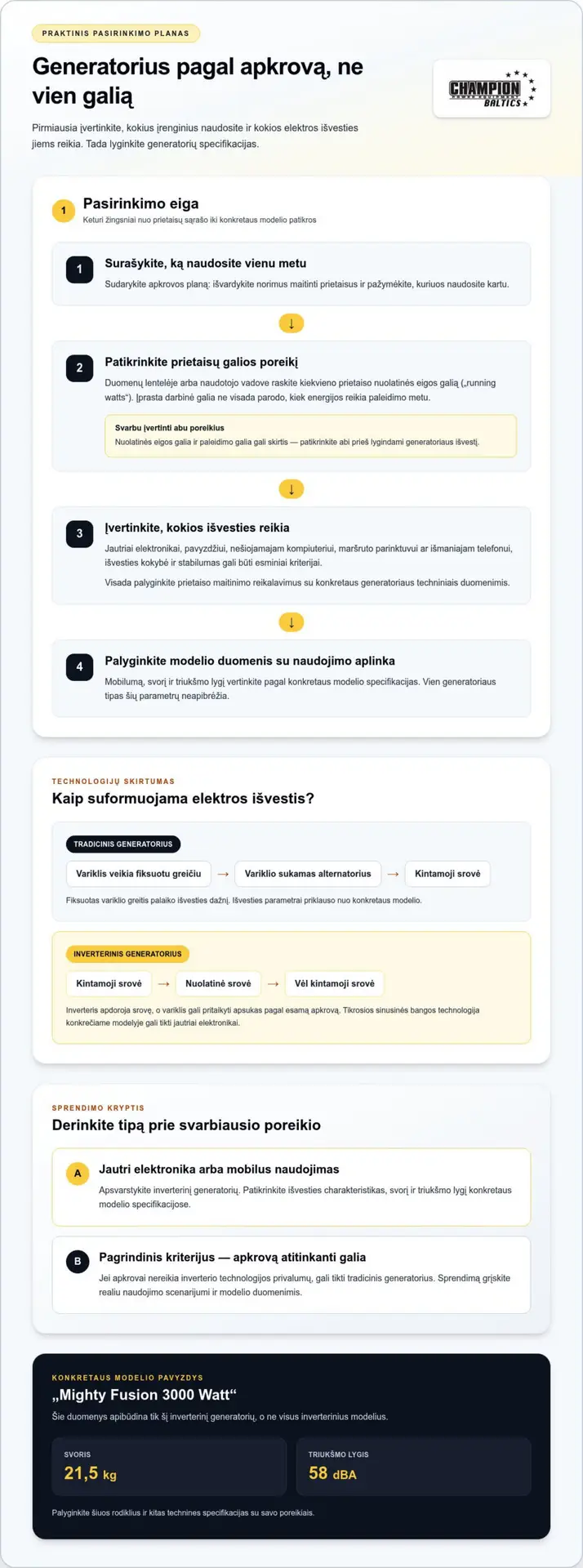 Inverterinis generatorius ar tradicinis generatorius: kuris geriau atitinka jūsų poreikius?