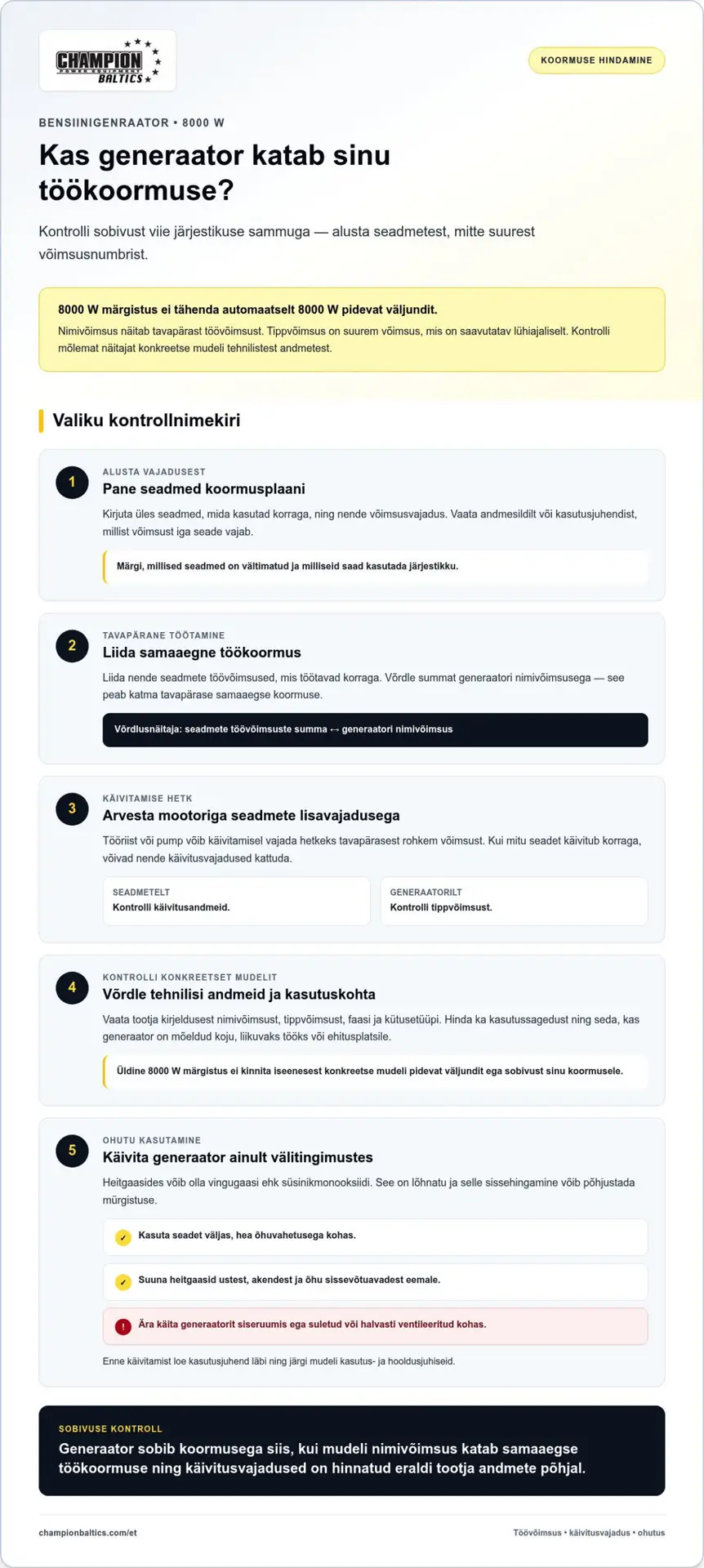 8000 W bensiinigenraator: kuidas valida töökindel lahendus?