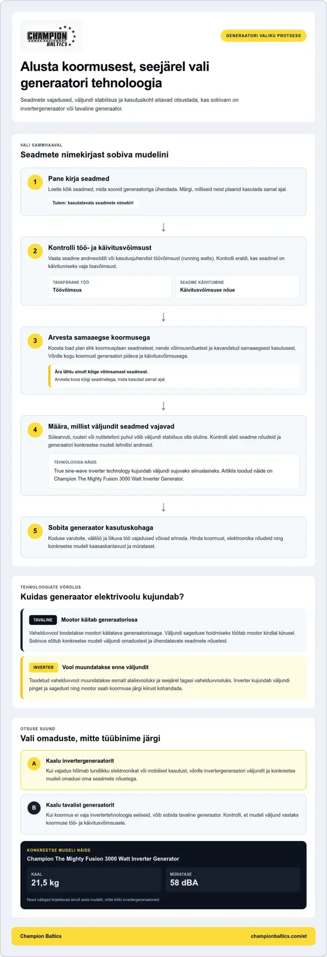 Invertergeneraator või tavaline generaator: kumb sobib sinu vajadustega?